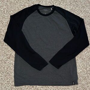 PrAna Baseball Raglan Casual Mens XL Long Sleeve T-Shirt Gray/Black Crew Neck⭐️
